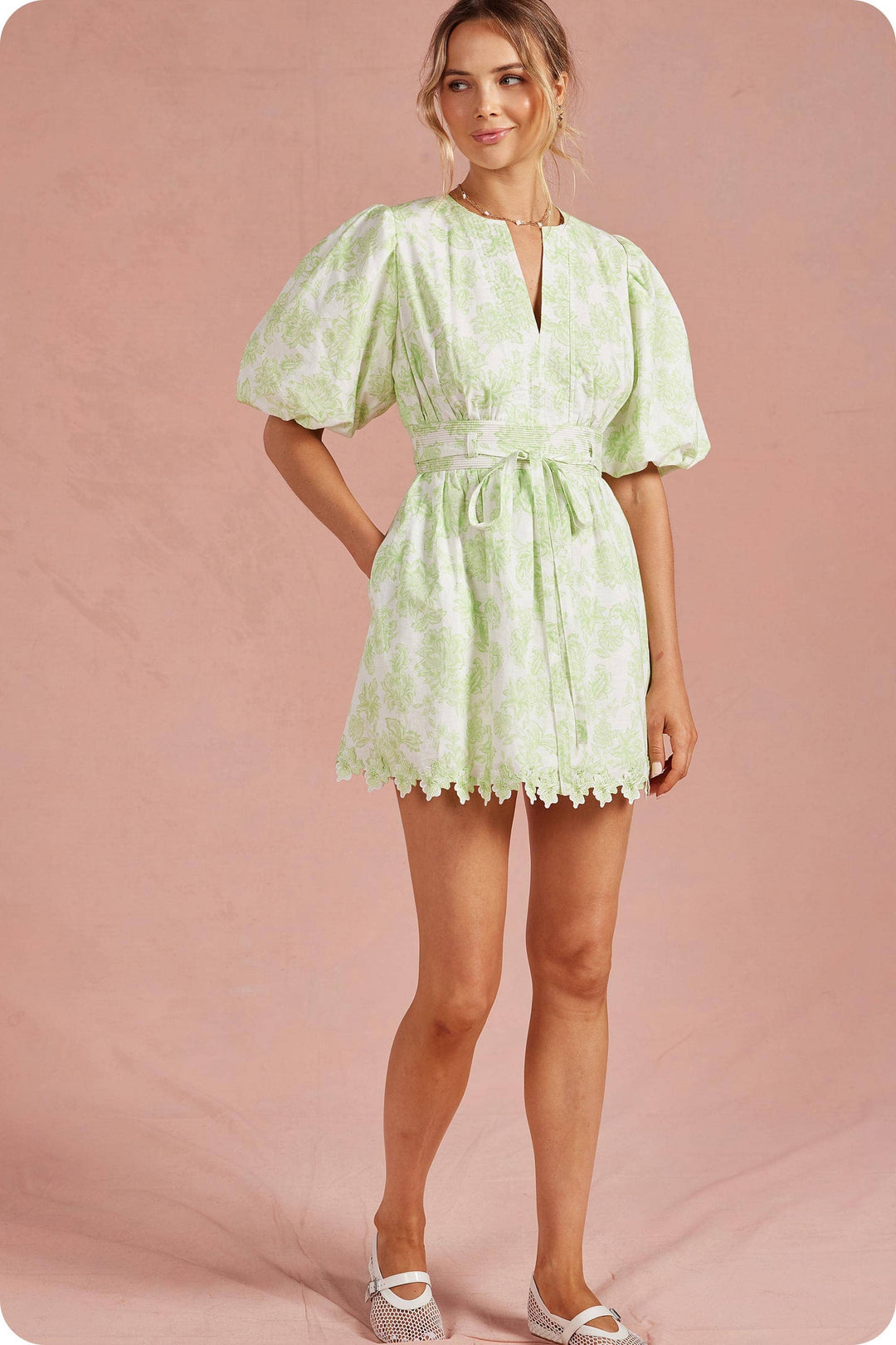 Scarlett Lace Puff Mini Dress