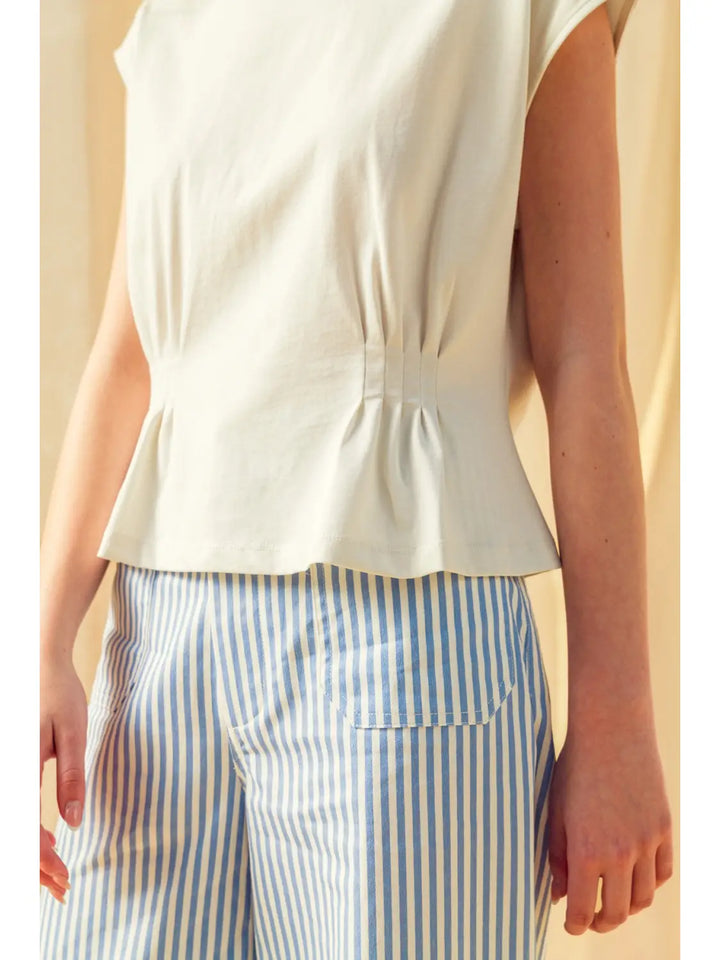 Eliza Waist Detail Cap Sleeve Top