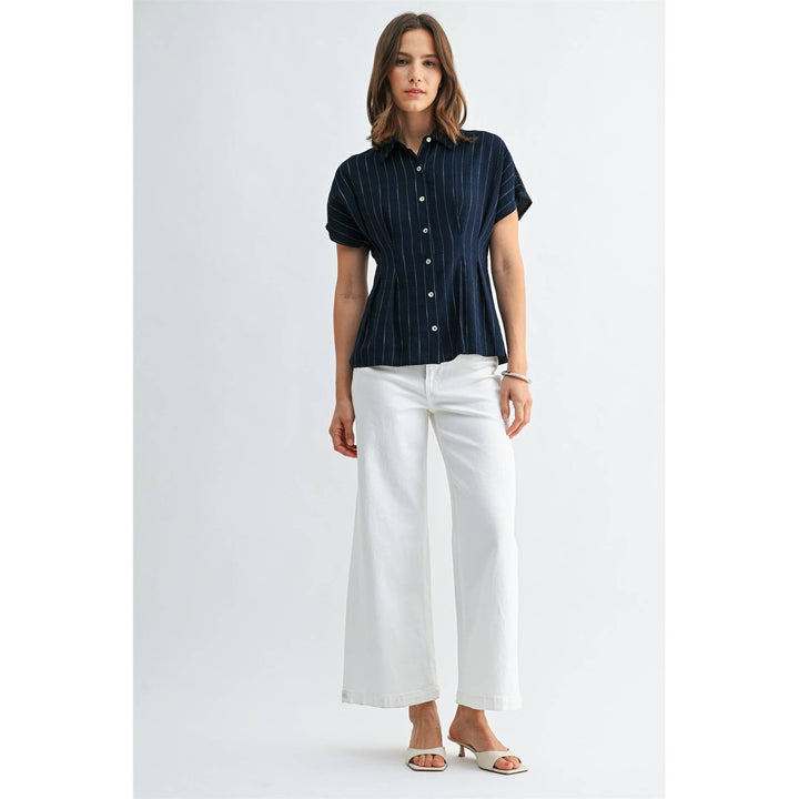 Jesse Striped Pintuck Buttoned Blouse