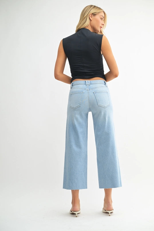 Lena Petite Palazzo Jeans - Light Wash