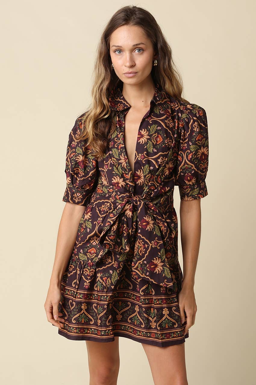 Vienna Tie-Waist Mini Dress