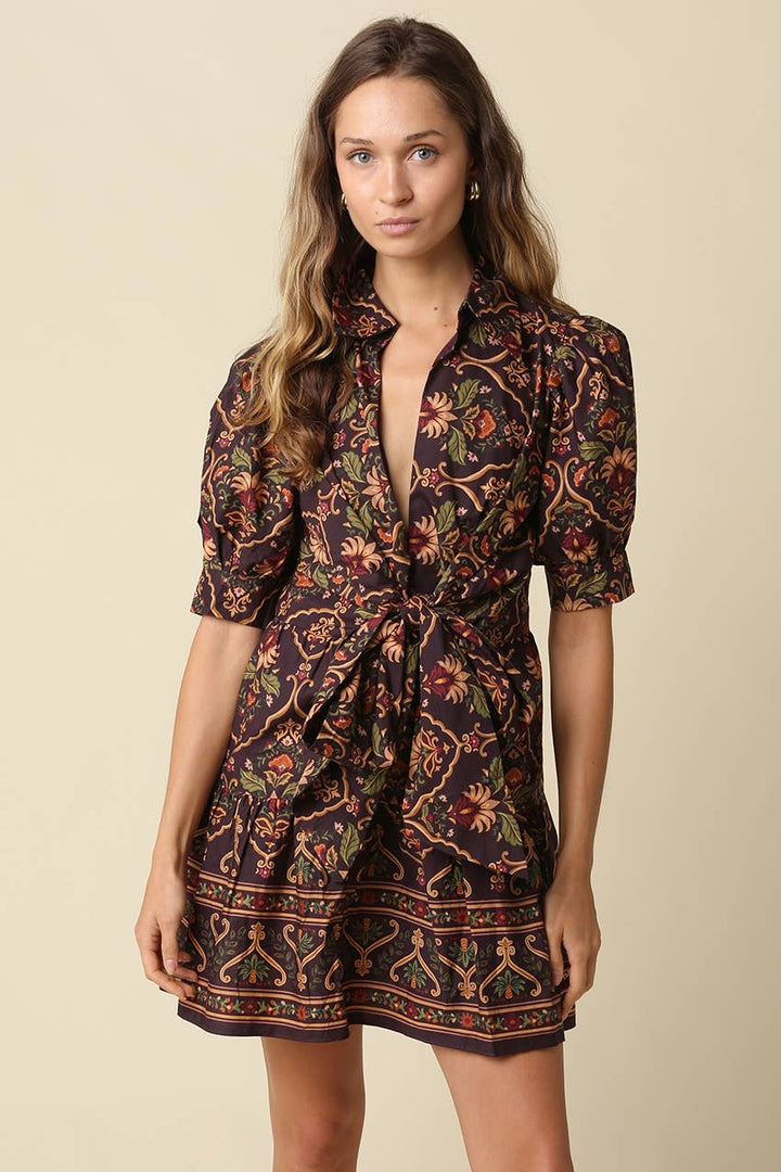 Vienna Tie-Waist Mini Dress