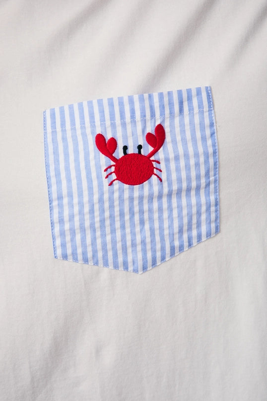 Crab Embroidered Pocket T-Shirt