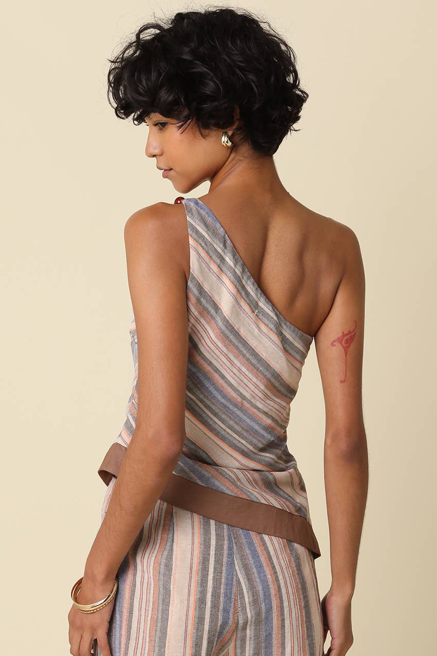 Paulette One-Shoulder Stripe Top