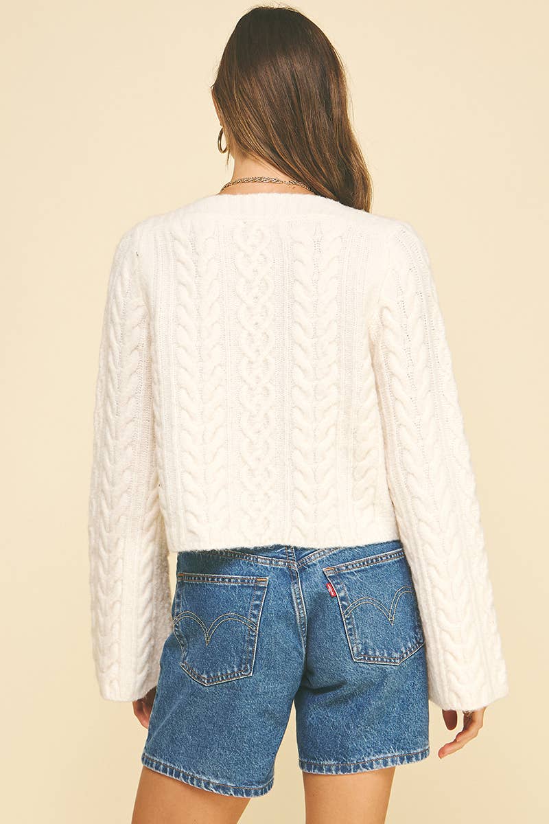 Carrie Cable Knit Cropped Sweater