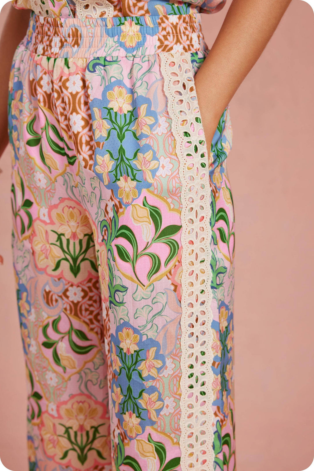 Selva Crochet Satin Pants