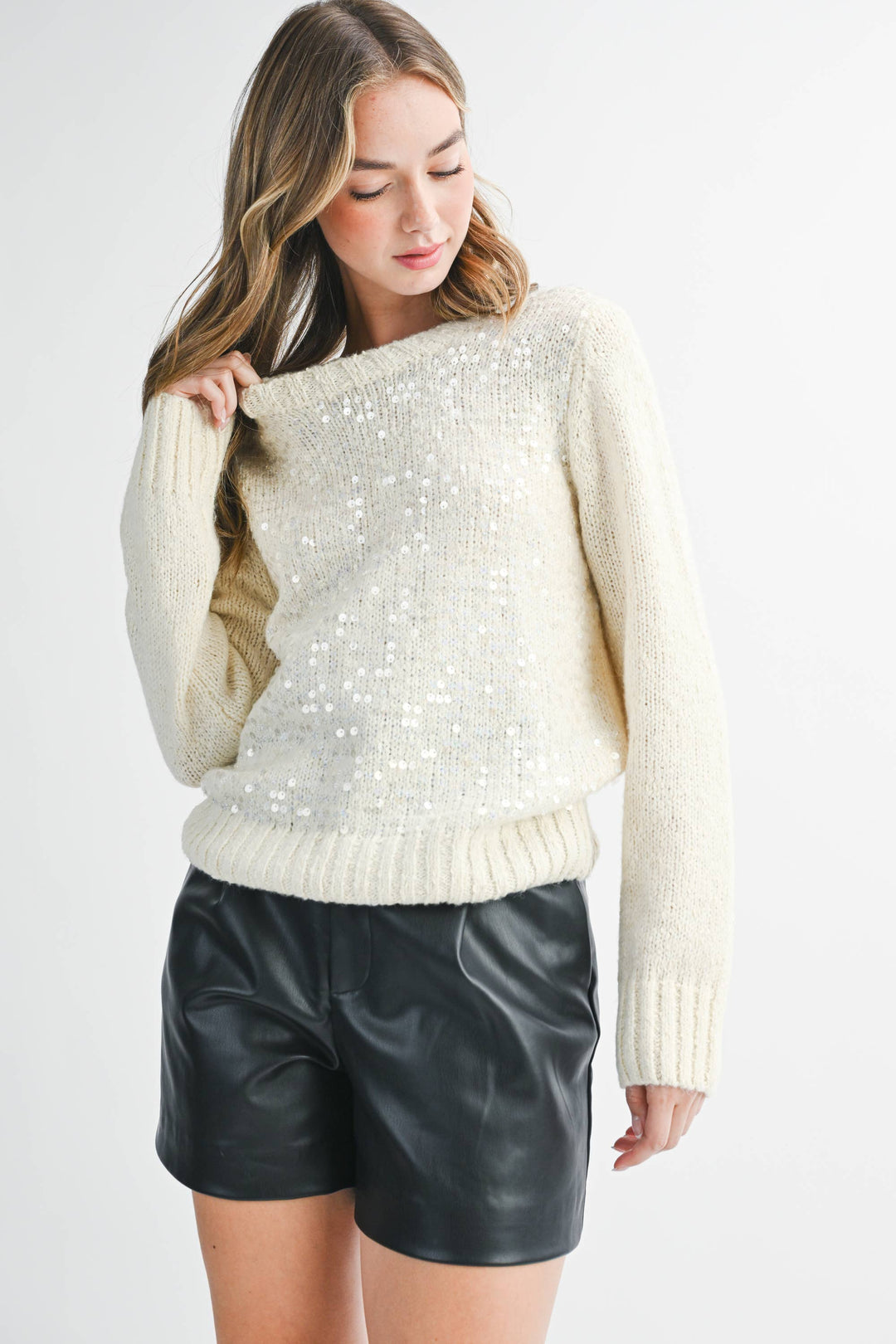 Monica Sequin Detail Knit Pullover