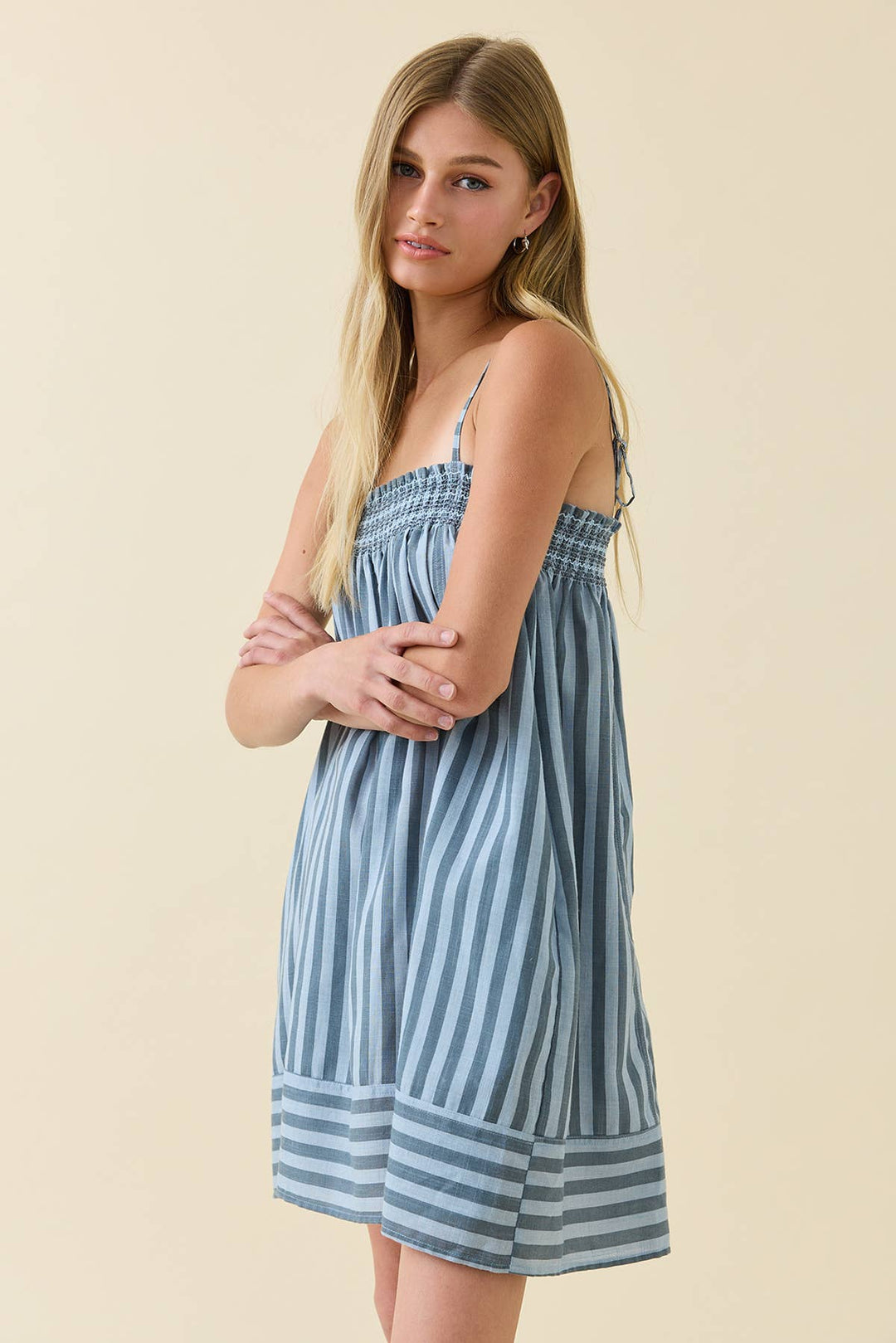 Soren Smocked Stripe Cami Dress