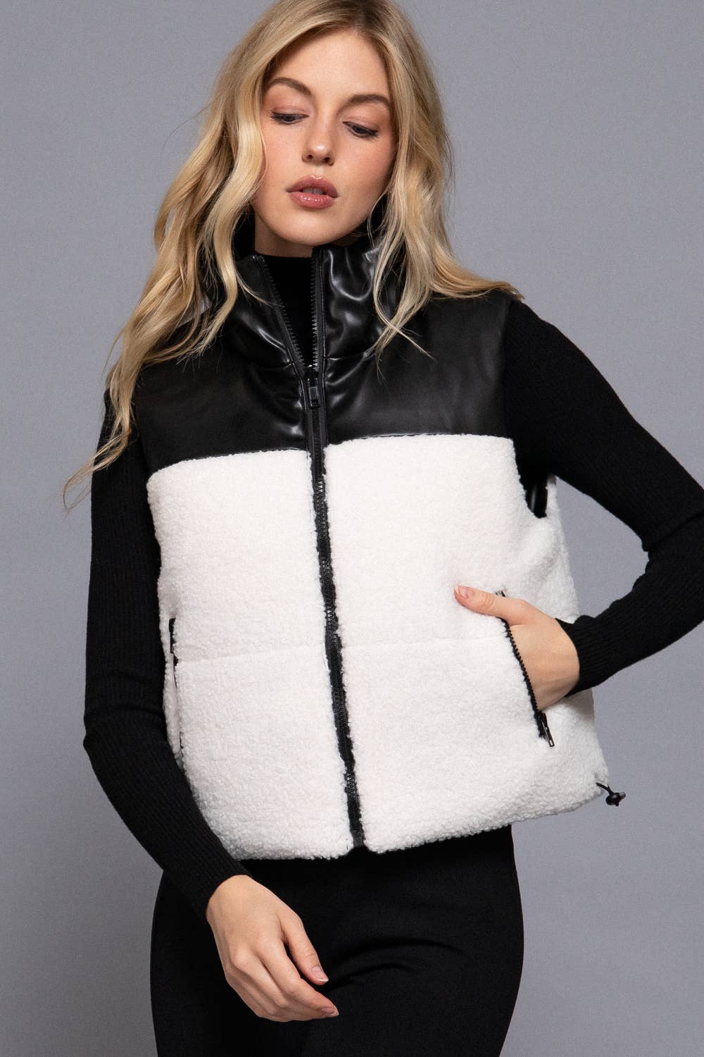 Annie Reversible Leather & Sherpa Vest