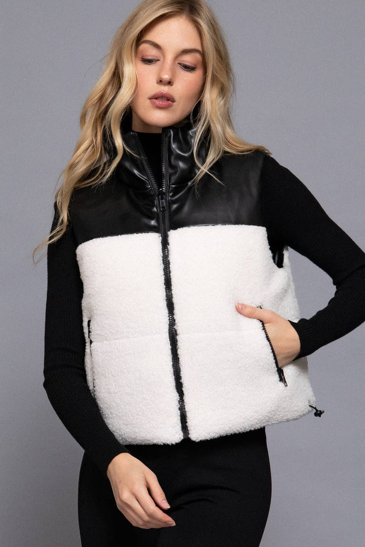Annie Reversible Leather & Sherpa Vest