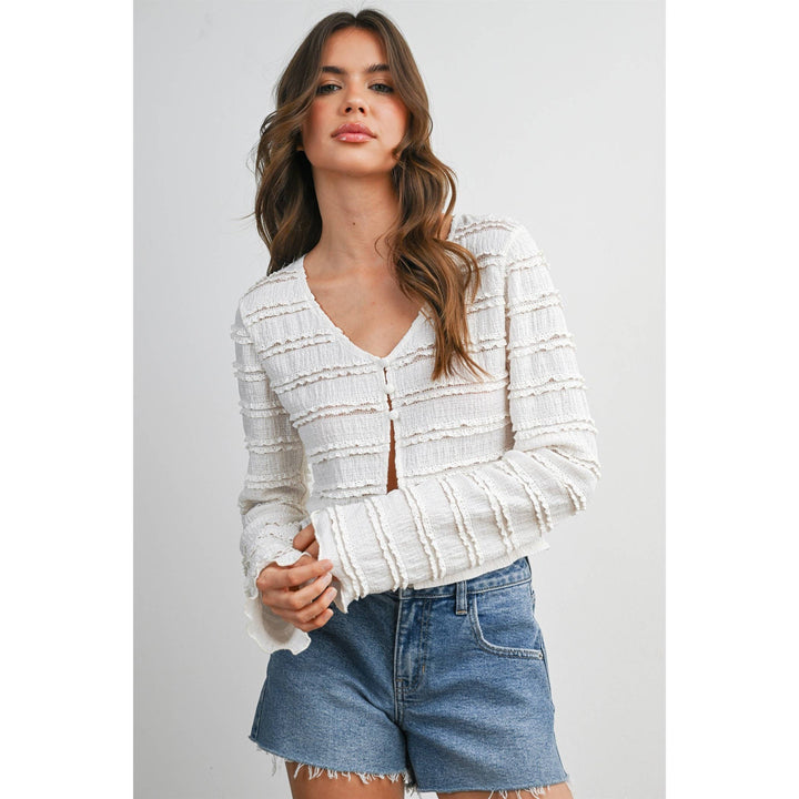 Anastasia Ruched Ribbon Knit Top