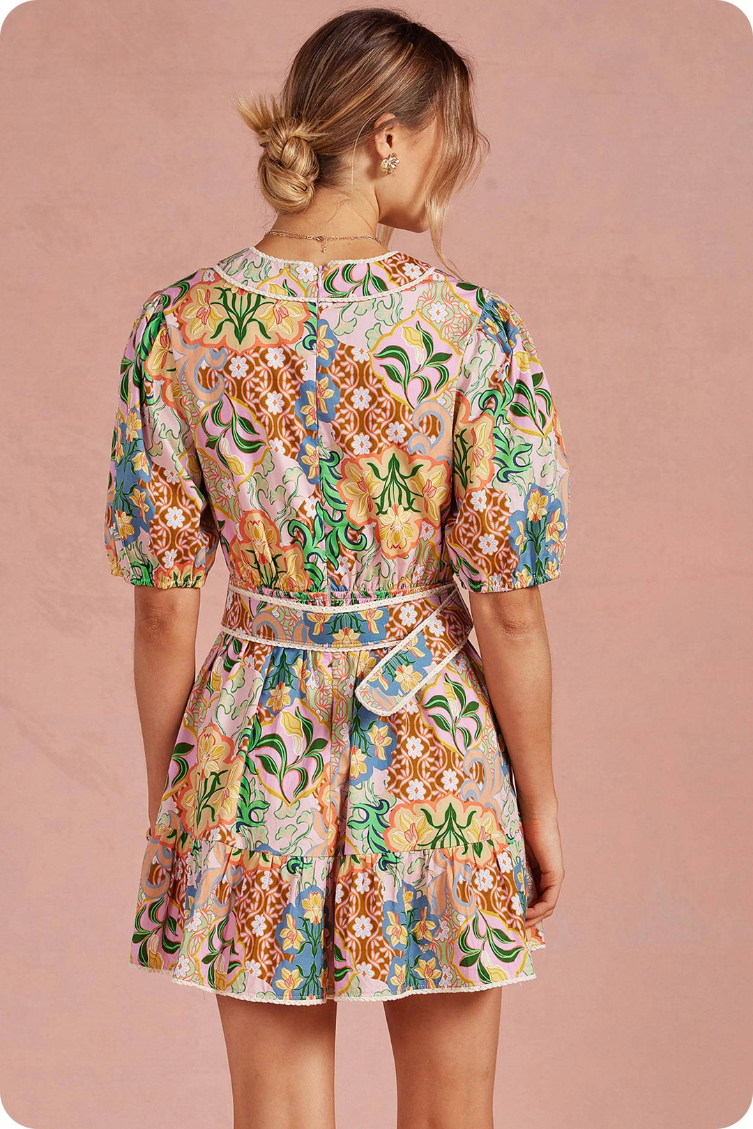 Alicia Puff Sleeve Belted Mini Dress