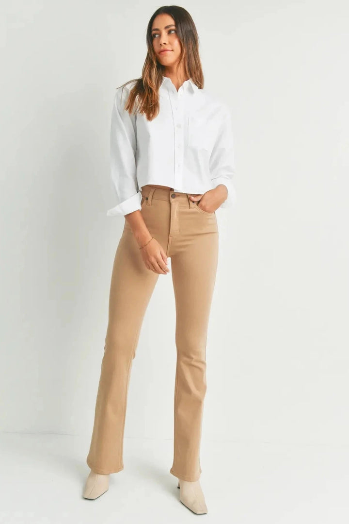 JBD Khaki High Rise Skinny Flare