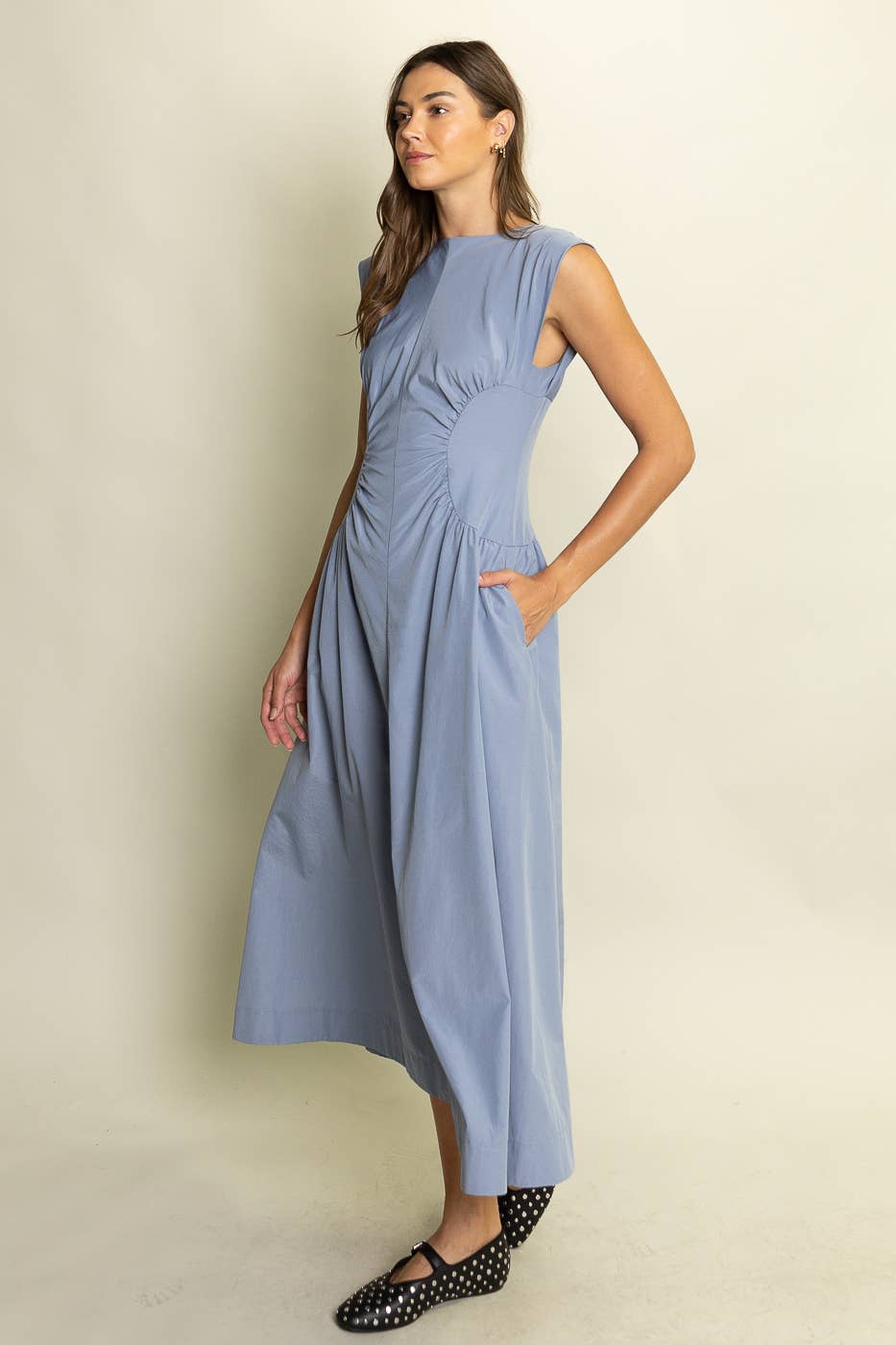 Roma Ruched Waist Midi Dress