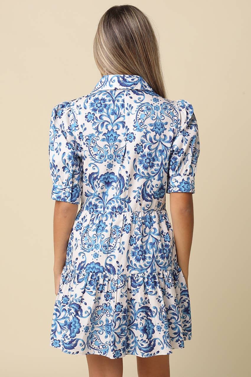 Hunter Tie Front Blue Mini Dress