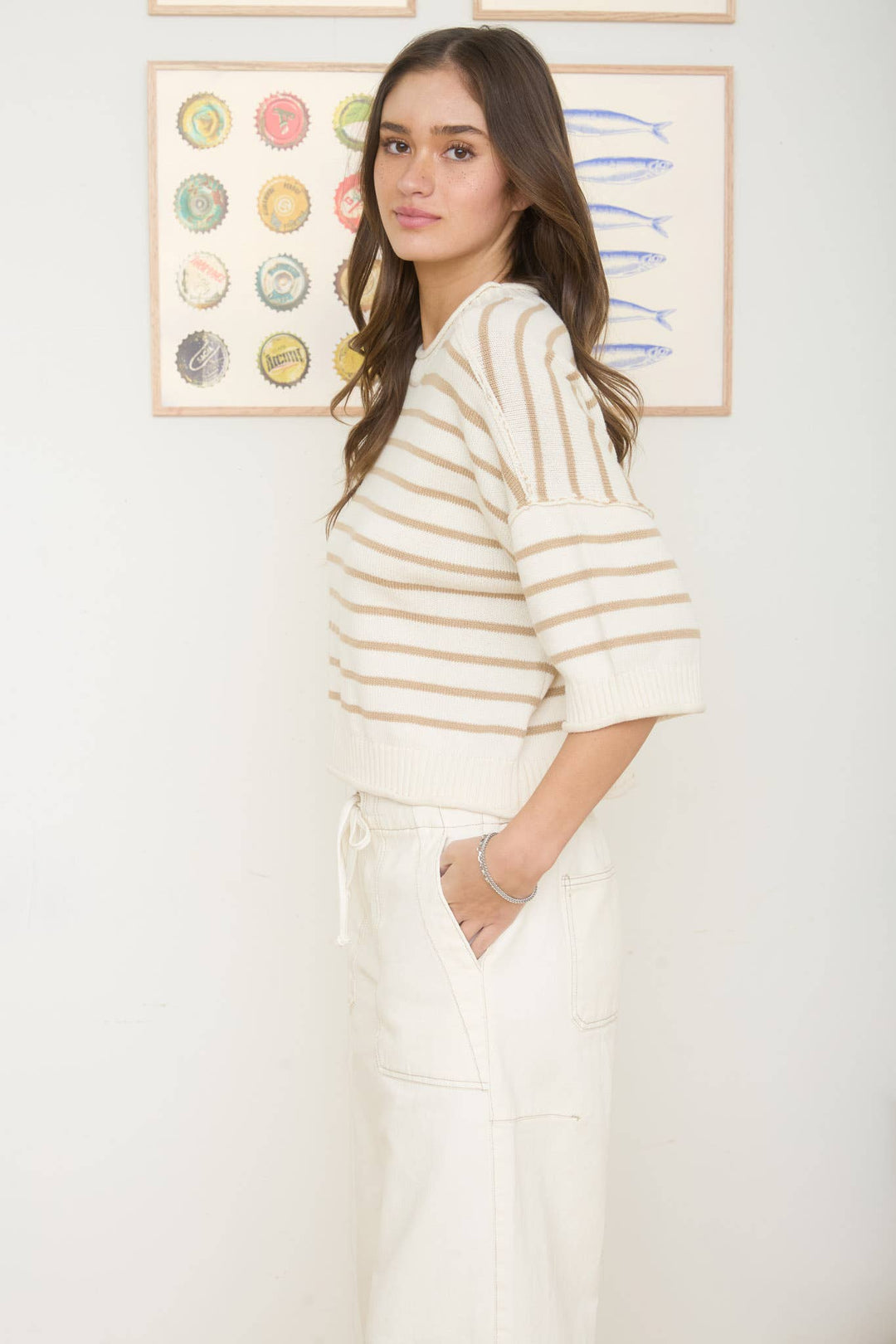 Sicily Stripe Short Sleeve Sweater