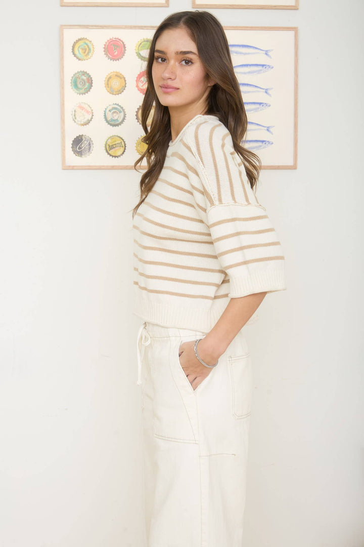 Sicily Stripe Short Sleeve Sweater
