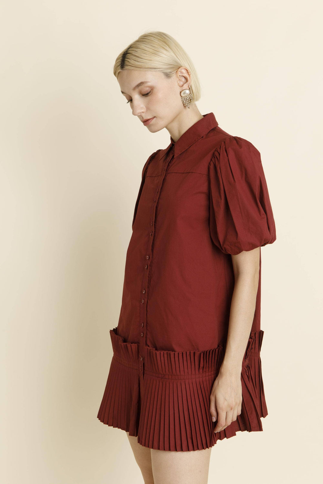 Ruby Pleated Hem Mini Shirt Dress