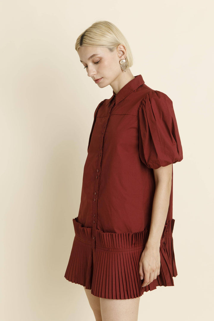 Ruby Pleated Hem Mini Shirt Dress