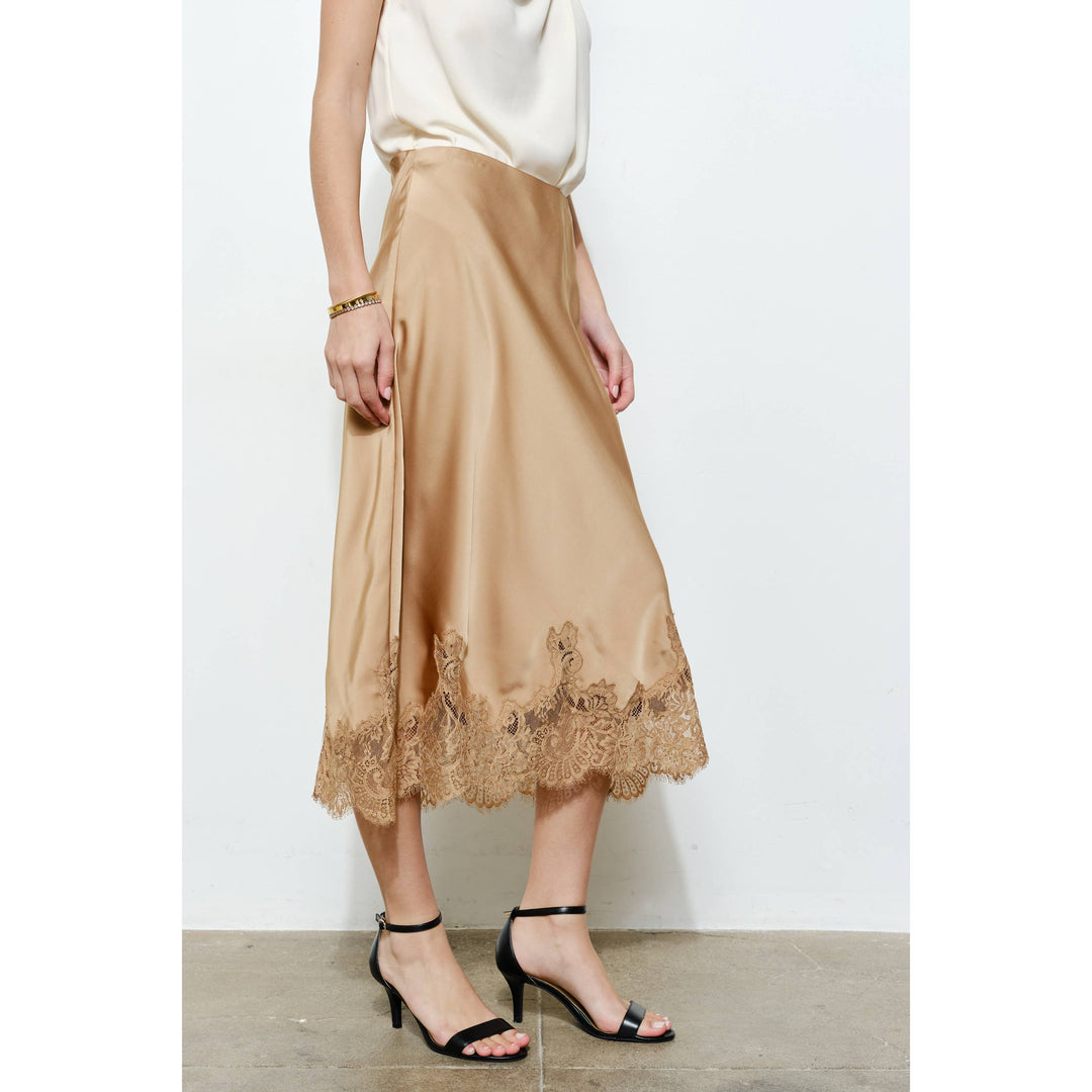 Georgina Lace Silk Midi Skirt