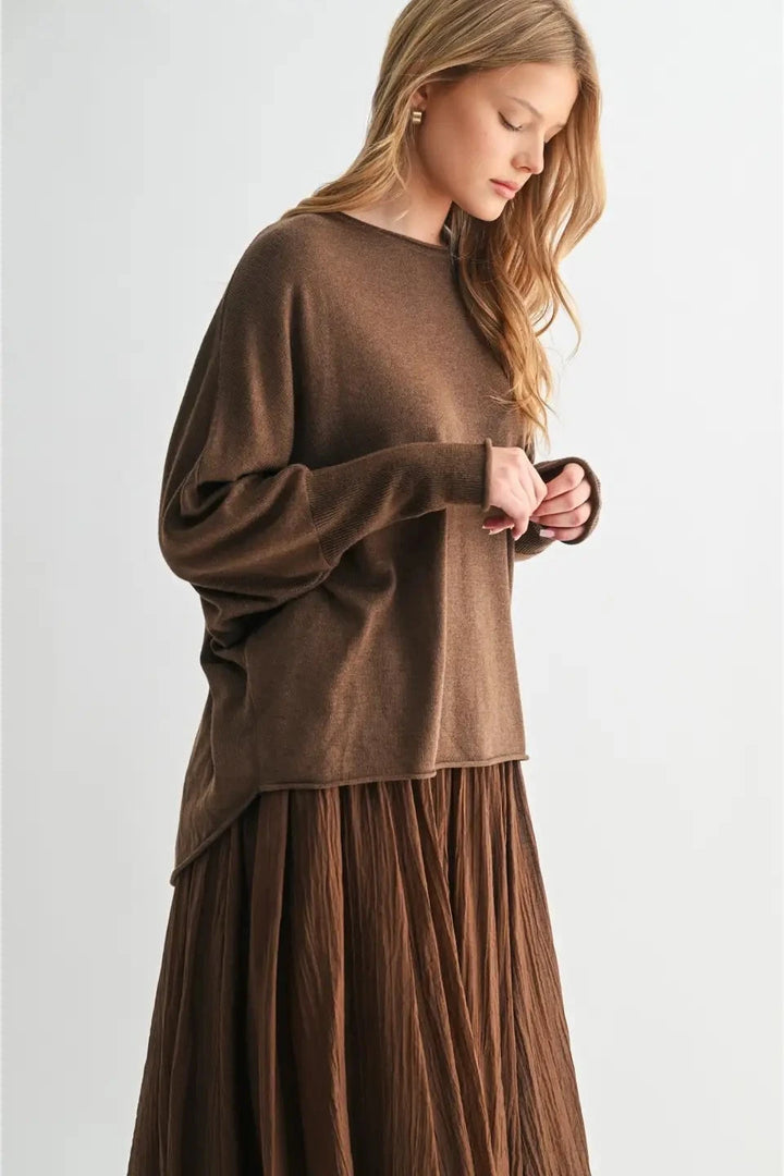 Boat Neck Dolman Sleeve Sweater
