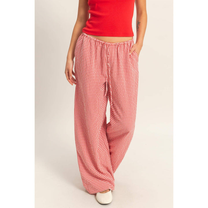 Emma Gingham Wide-Leg Pants