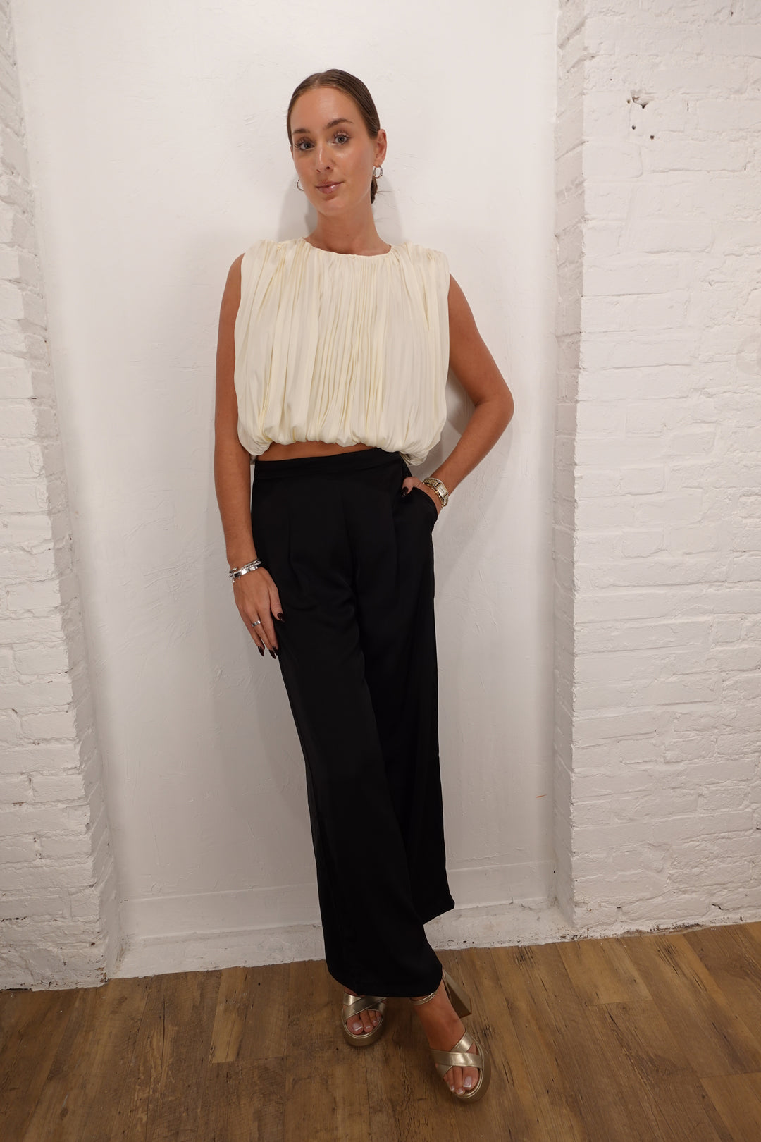 Amour Pleated Bubble Hem Top