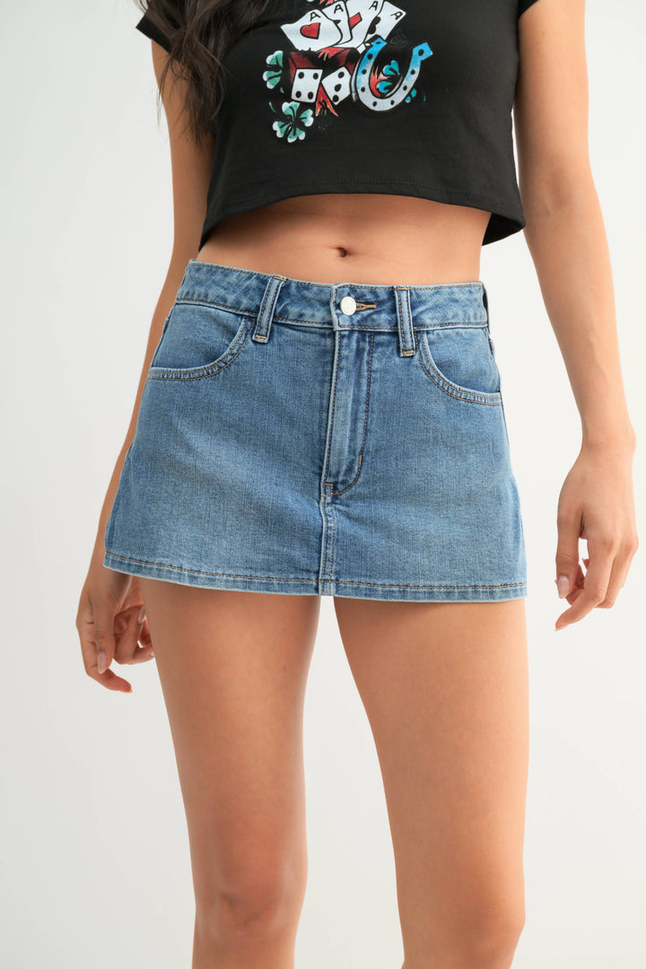 Stacy -Medium Washed- Mini Skort