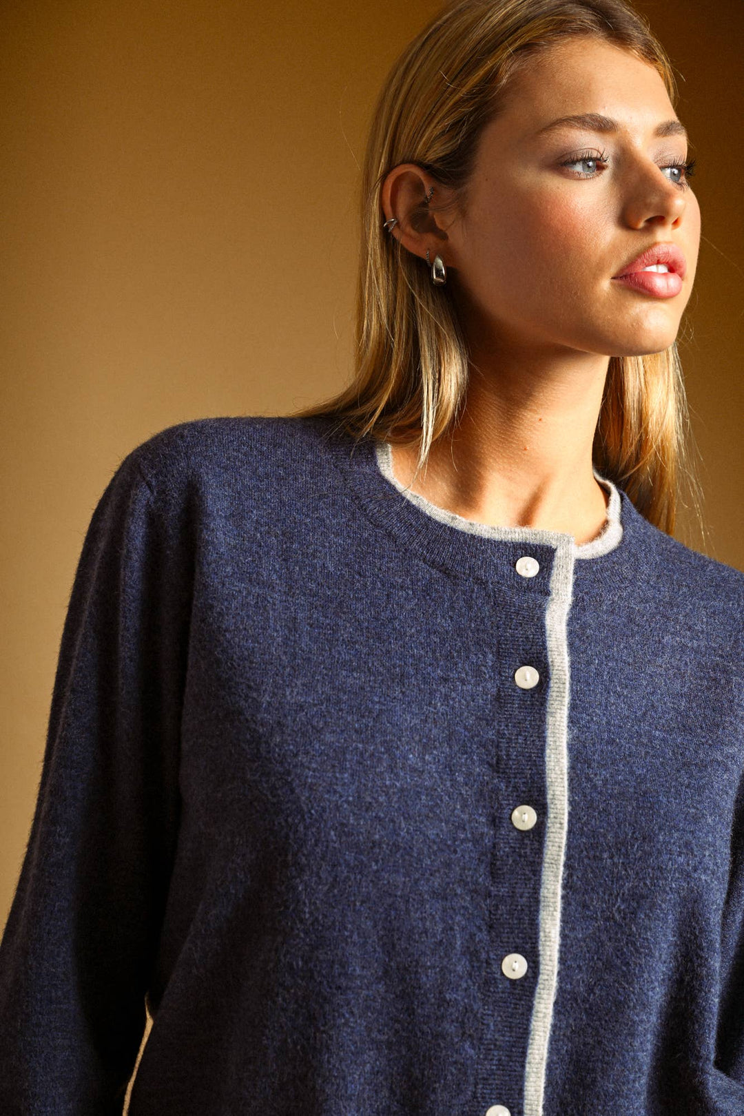 Jenny Contrast Color Cardigan