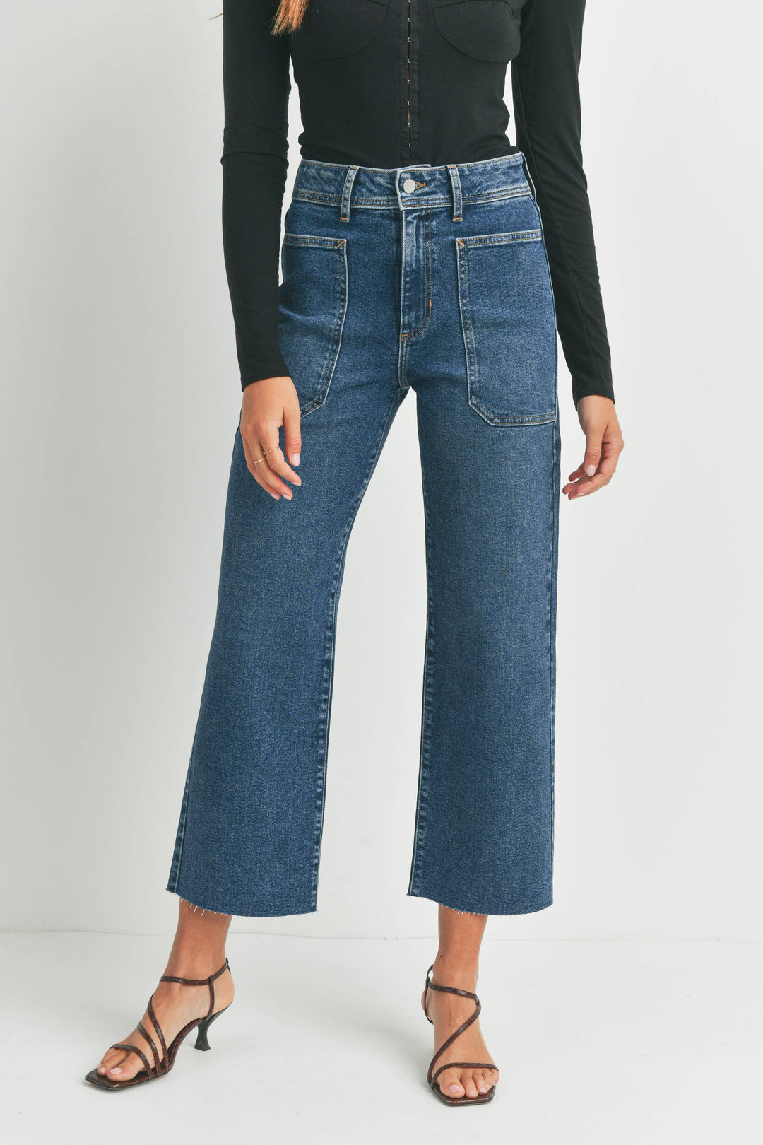 Utility Pocket Wide Leg Jeans
