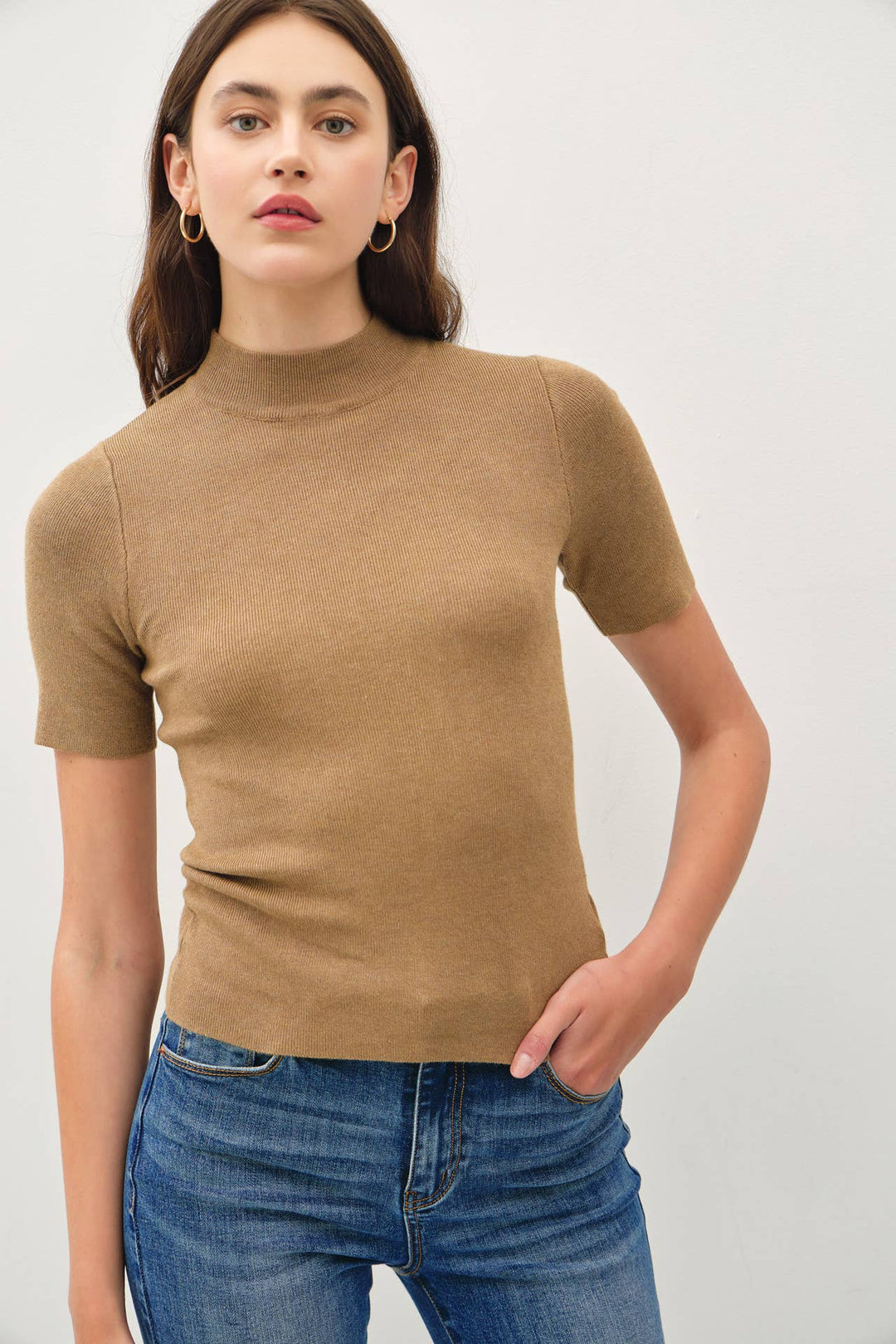 Colleen Ribbed Mock Neck Sweater