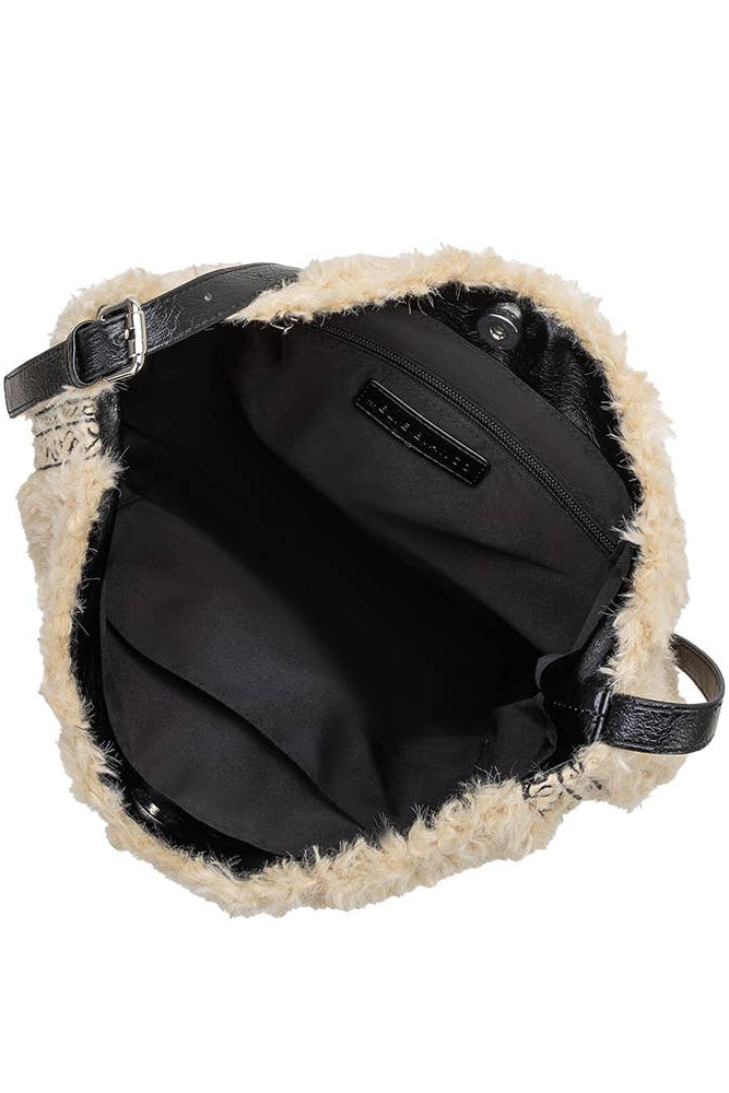 Annie Cream Faux Fur Tote