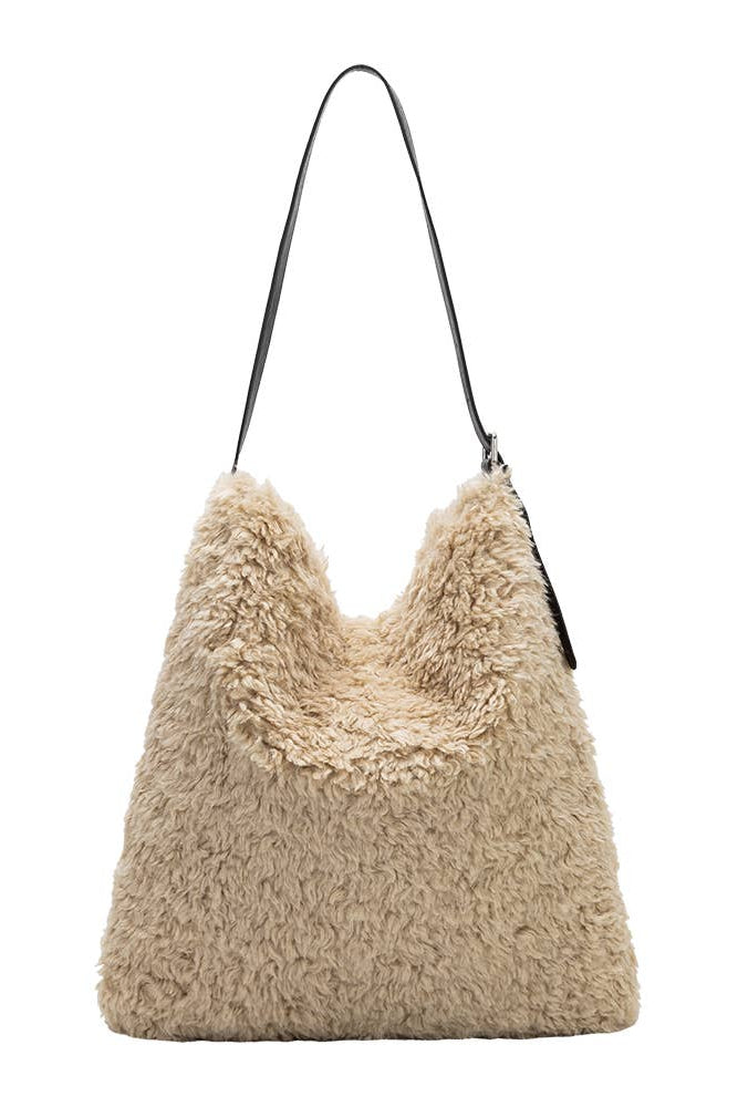 Annie Cream Faux Fur Tote