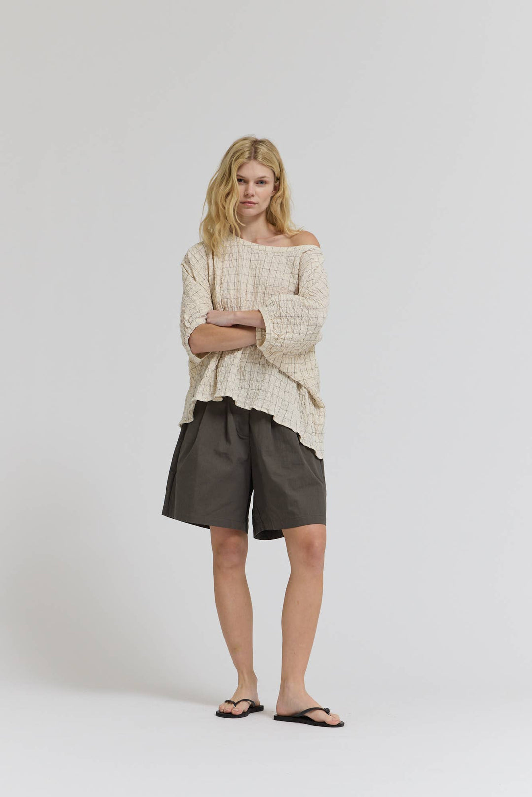 Anya Check Print Blouse