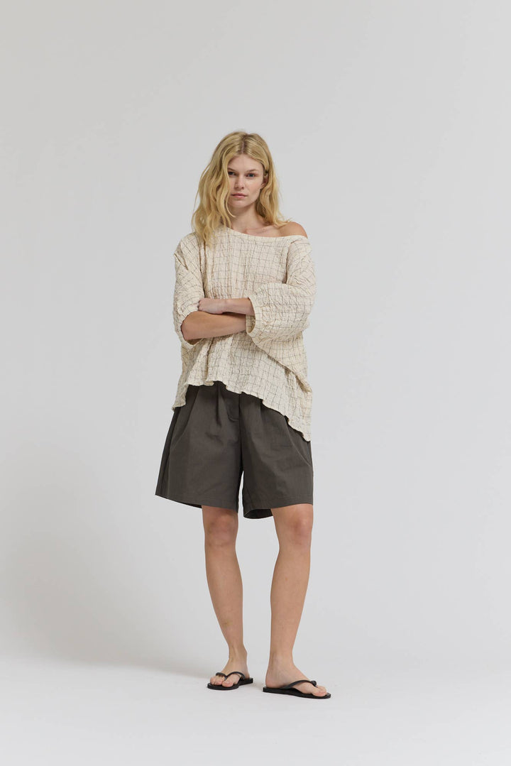 Anya Check Print Blouse