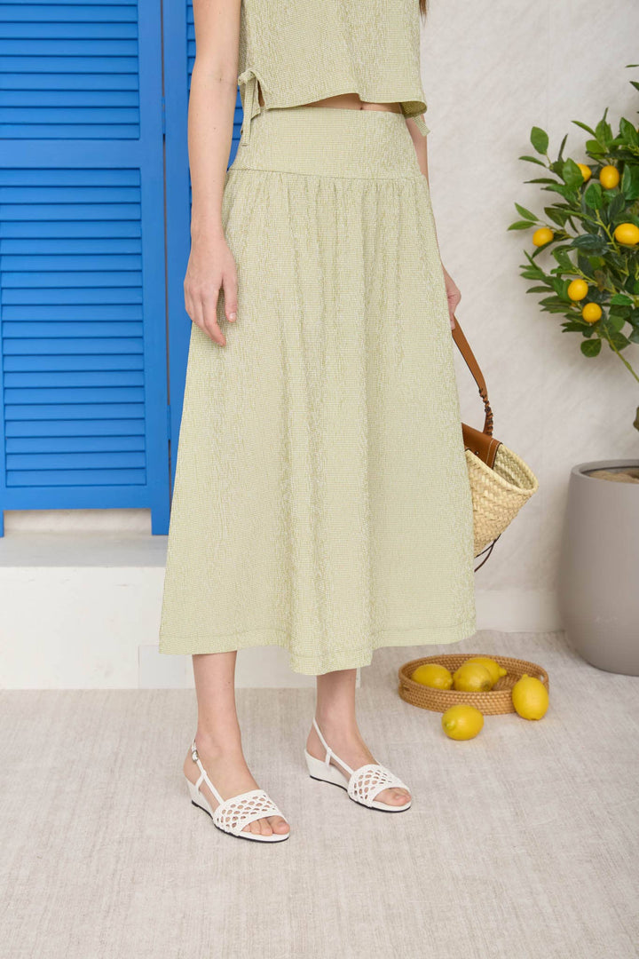 Grecia Plaid Wide Waistband Skirt