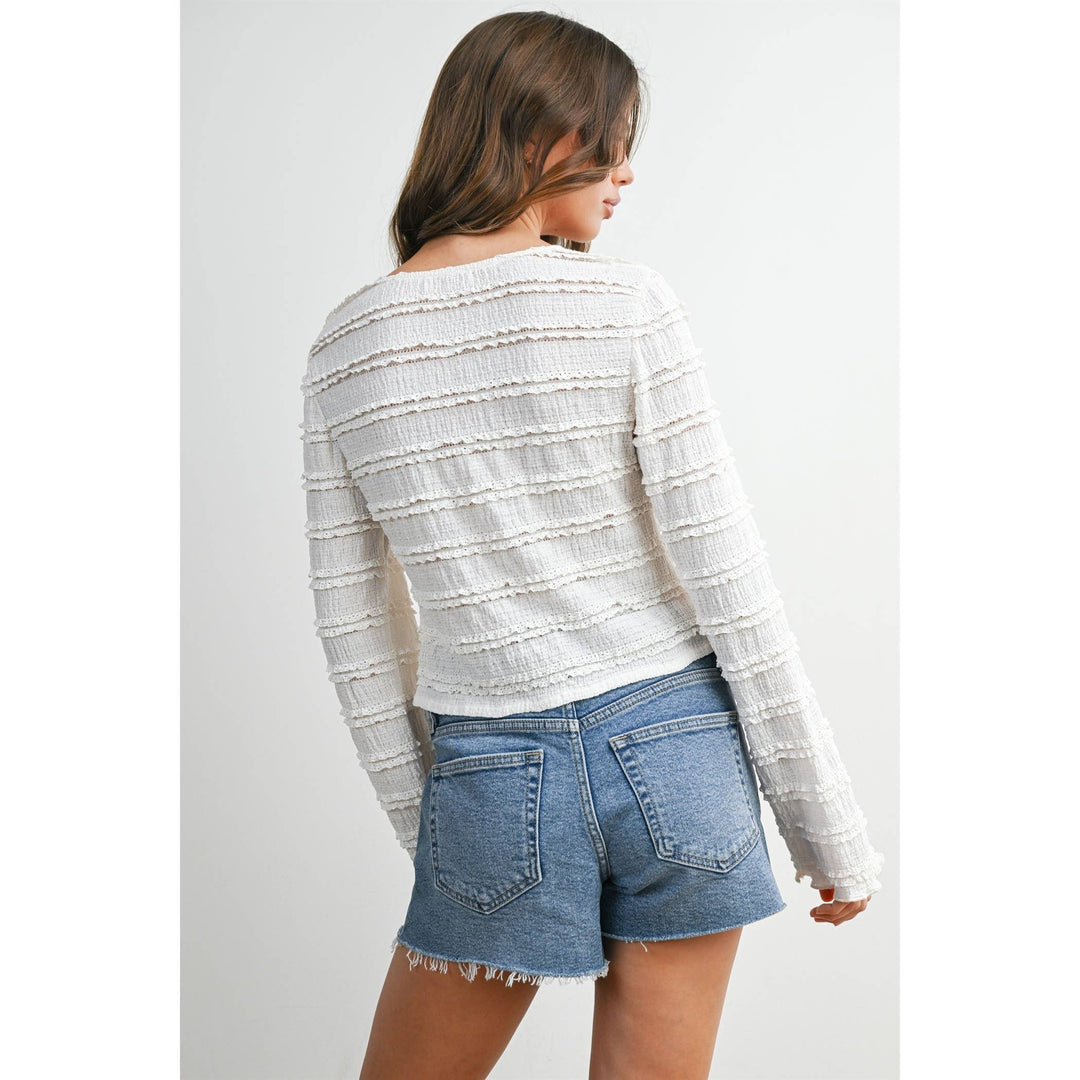 Anastasia Ruched Ribbon Knit Top