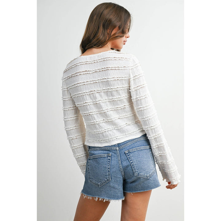Anastasia Ruched Ribbon Knit Top
