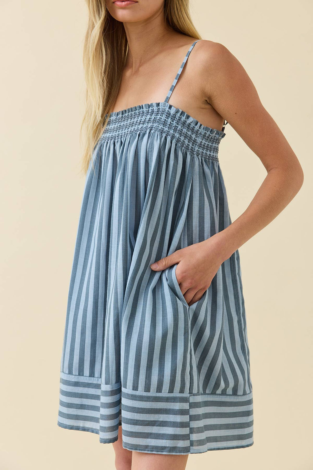 Soren Smocked Stripe Cami Dress