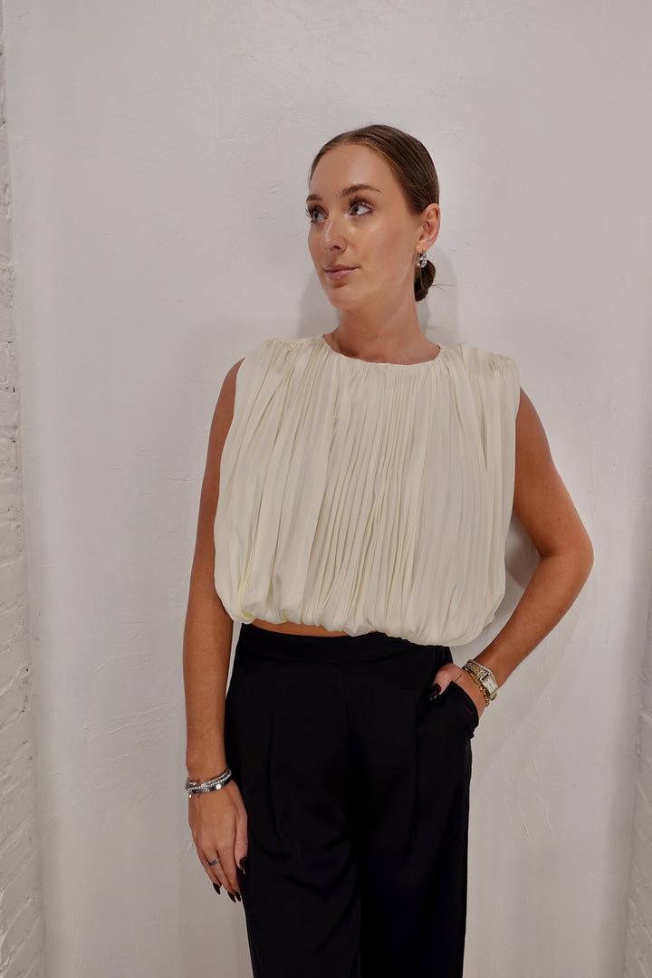 Amour Pleated Bubble Hem Top