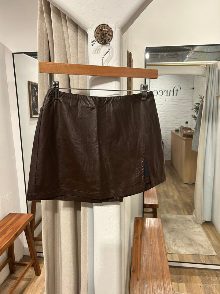 Cathy Leather Mini Skort
