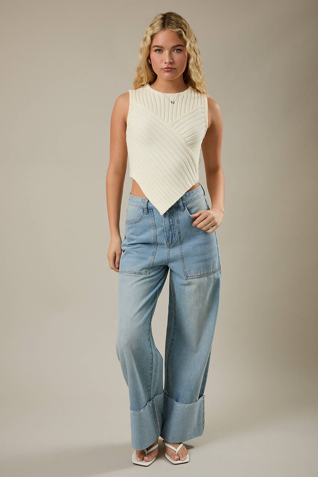 Brittany Scarf Hem Sweater Top