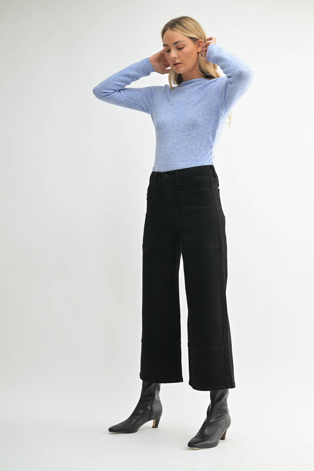 Amy - High Rise Cropped Wide Leg Jeans