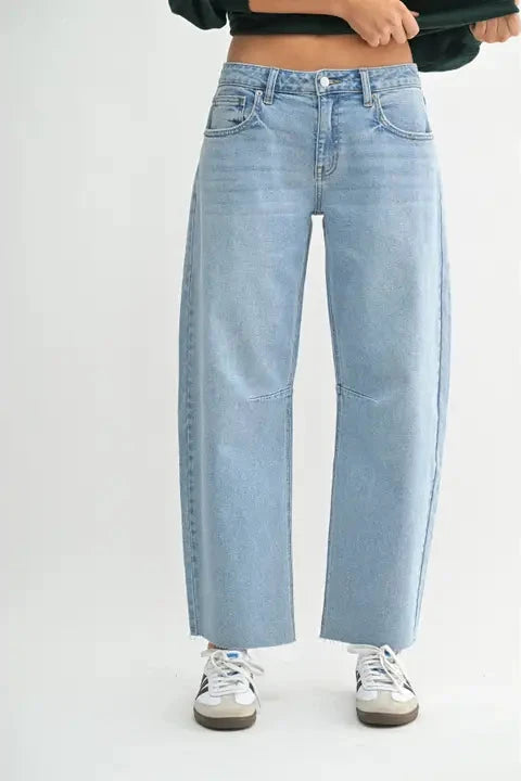 Georgia Mid Rise Barrel Jean