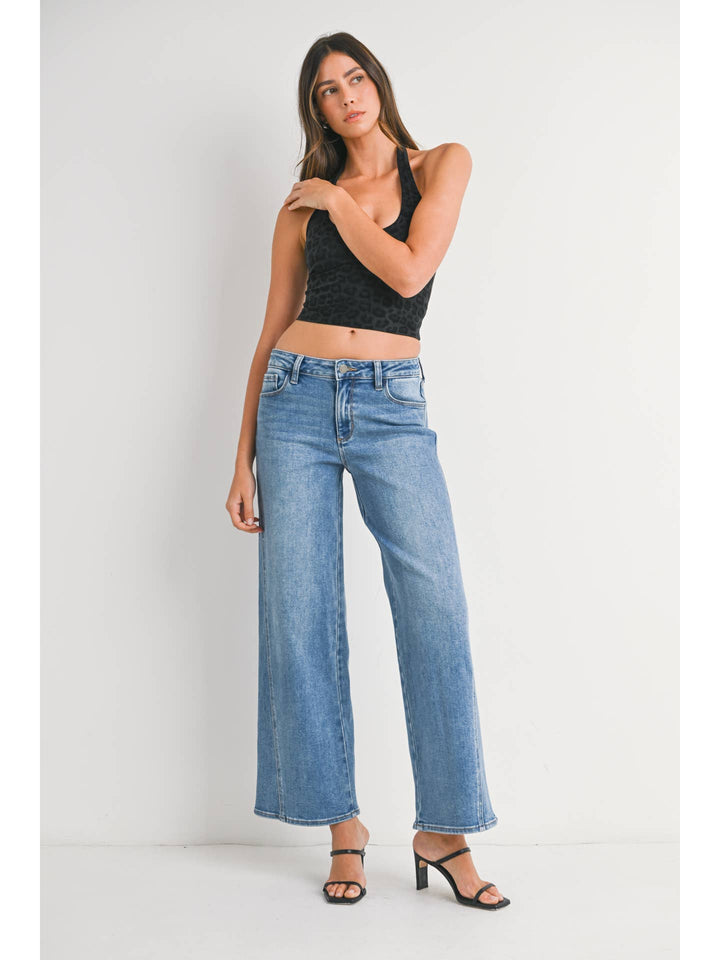 Joan - Seamed Wide leg - Medium Denim