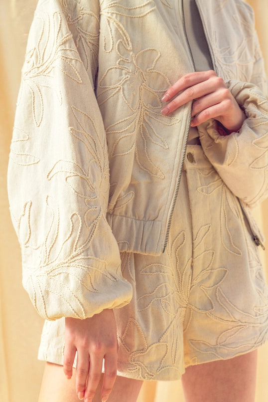 Frankie Floral Jacquard Zip Up Jacket