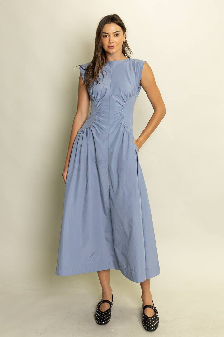 Roma Ruched Waist Midi Dress