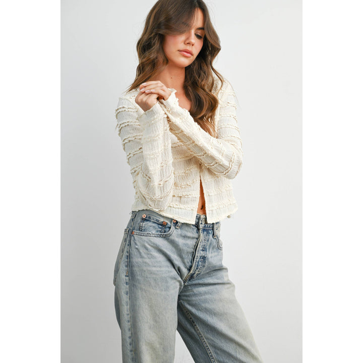 Anastasia Ruched Ribbon Knit Top