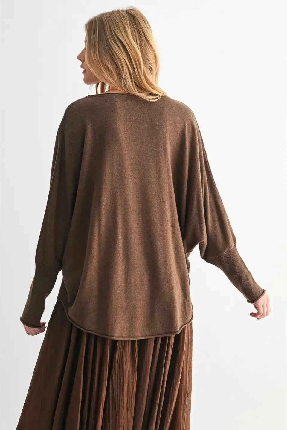 Boat Neck Dolman Sleeve Sweater