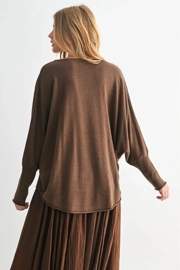 Boat Neck Dolman Sleeve Sweater